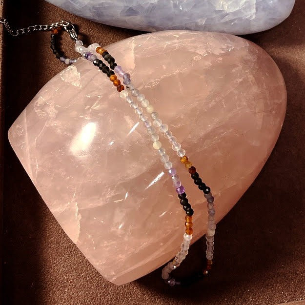 Collier Pierre Naturelle Iolite, Grenat Cognac Et Spinelle