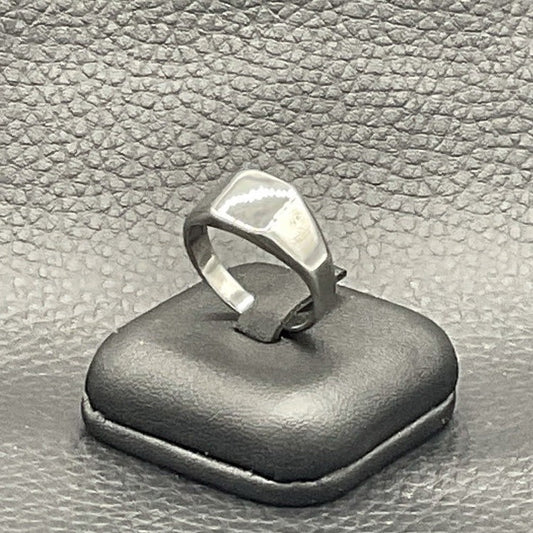 Bague Chevalière En Acier Petit Plaque Carée