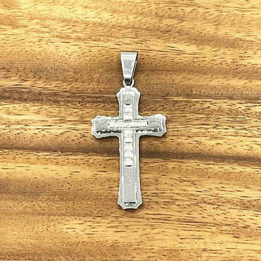 Pendentif Acier Inoxydable Croix Oxyde Zirconium
