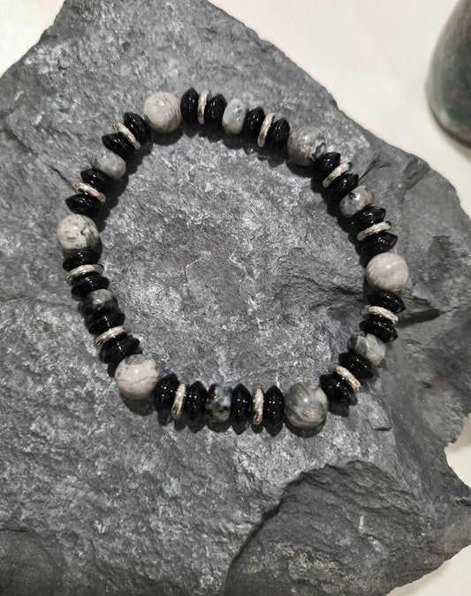 Bracelet Homme Pierre Naturelle Et Acier