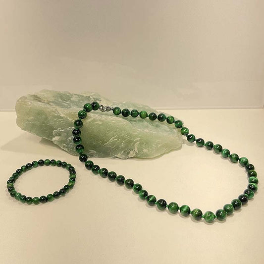 Collier Pierre Naturelle Œil Du Tigre Vert