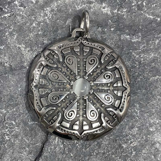 Pendentif Acier Inoxydable Fleur Avec Pierre