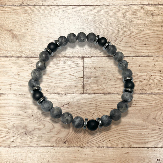 Bracelet Homme Pierre Naturelle Jaspe Grise