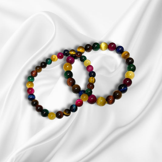 Bracelet Pierre Naturelle D'Oeil De Tigre Teinté