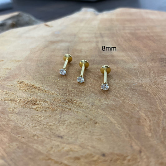 Piercing Labret Vissage Interne Doré