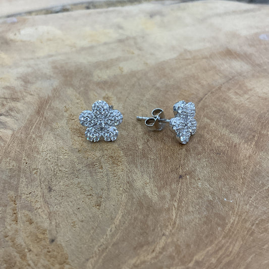 Boucles D'Oreilles Argent Rhodié CZ
