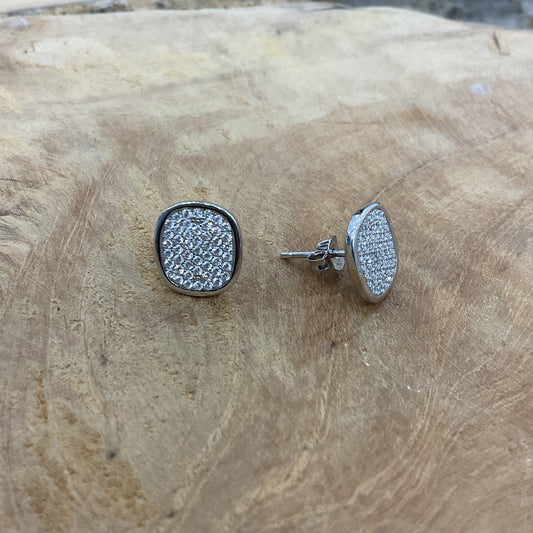 Boucles D'Oreilles Argent Rhodié CZ