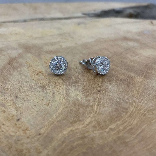 Boucles D'Oreilles Argent Rhodié CZ