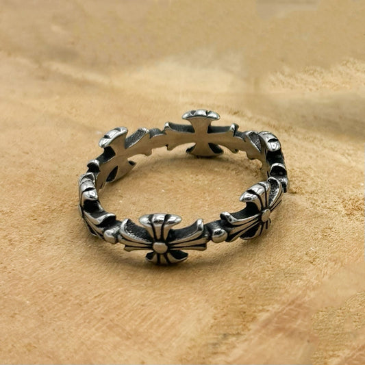 Bague En Acier Inoxydable Avec Motif De Croix