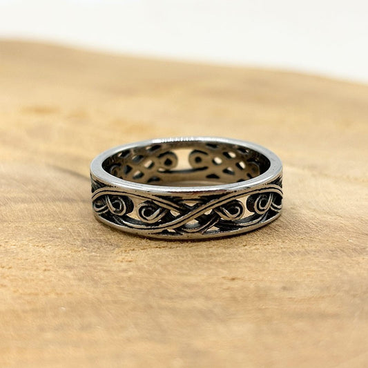 Bague En Acier Inoxydable Motif Vague
