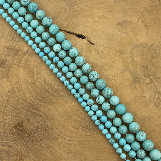 Fil De Pierre Naturelle En Howlite Bleu