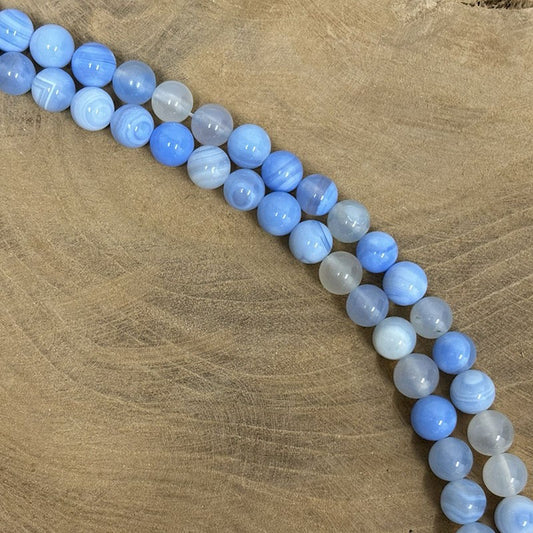 Fil De Pierre Naturelle En Agate Bleu