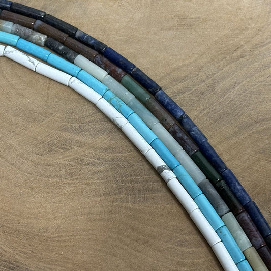 Fil De Pierre Naturelle Tube En Sodalite, Agate, Amazonite Et Howlite