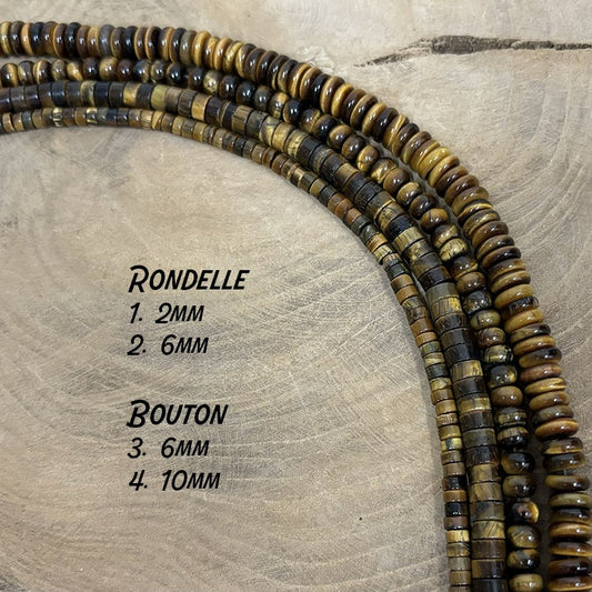 Fil De Pierre Naturelle Bouton En Oeil De Tigre