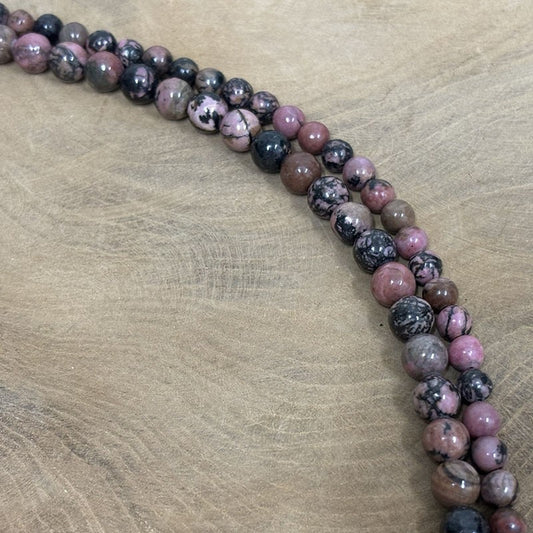 Fil De Pierre Naturelle En Rhodonite