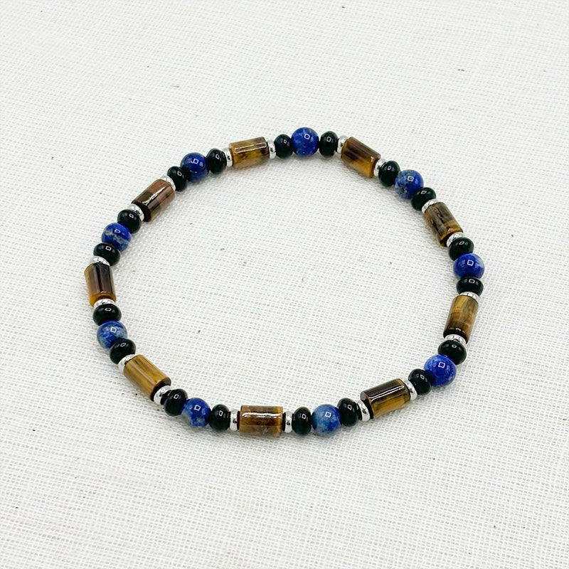 Bracelet Homme En Pierre Naturelle Et Acier Inoxydable