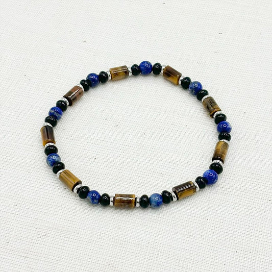 Bracelet Homme En Pierre Naturelle Et Acier Inoxydable