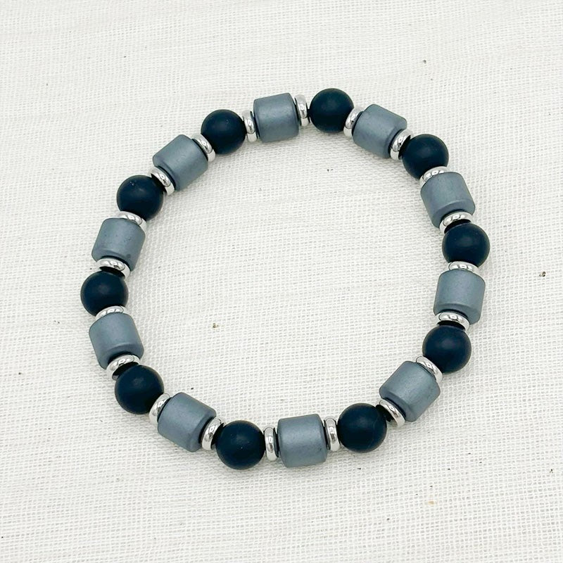 Bracelet Homme En Pierre Naturelle Et Acier Inoxydable