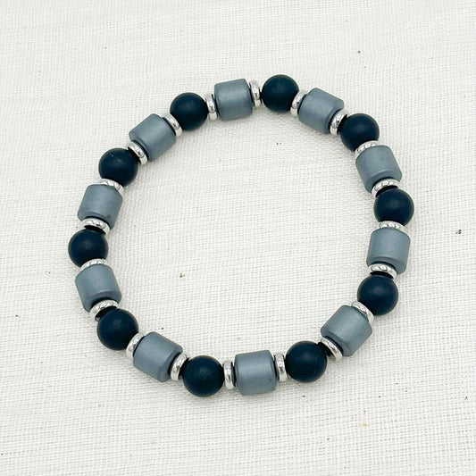 Bracelet Homme En Pierre Naturelle Et Acier Inoxydable