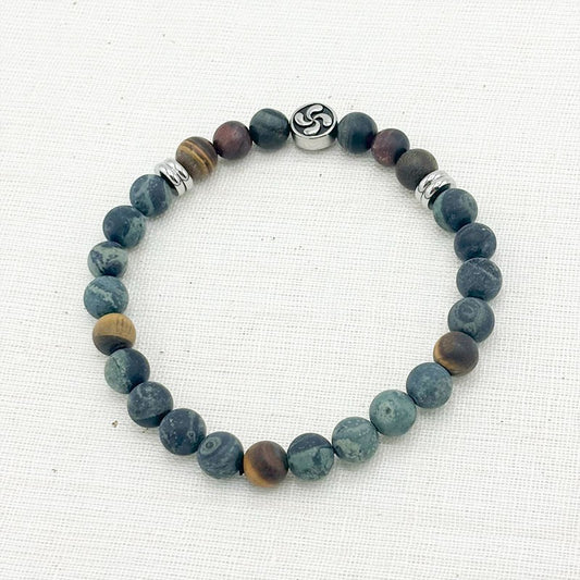 Bracelet Homme En Pierre Naturelle Et Acier Inoxydable