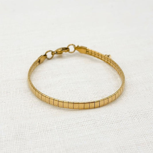 Bracelet Maille Serpent Plat Acier Inoxydable Doré
