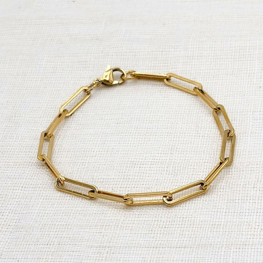 Bracelet Trombone Acier Inoxydable Doré