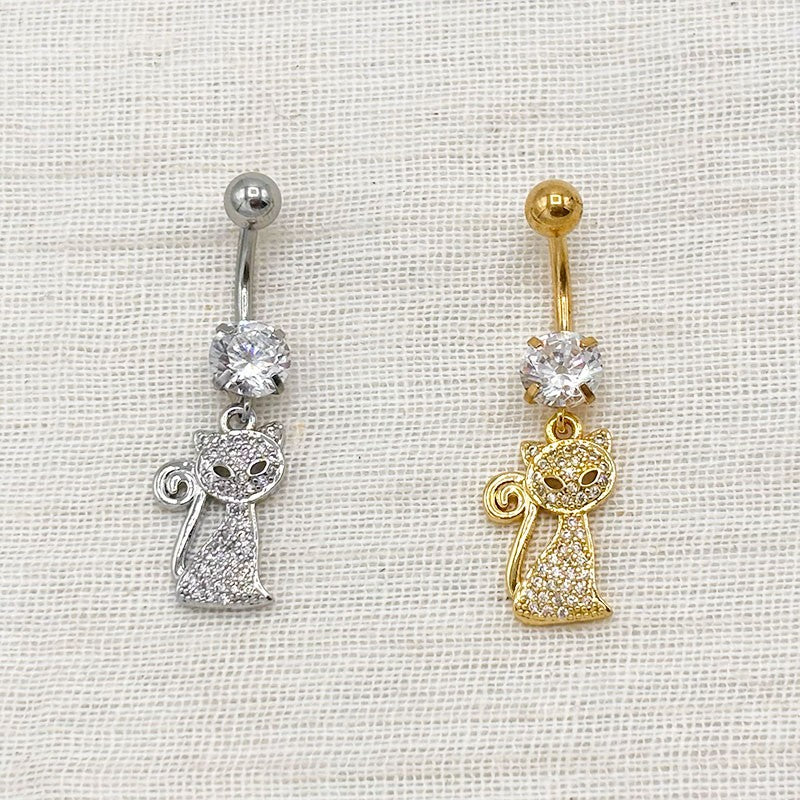 Piercing Nombril Chat En Acier Inoxydable