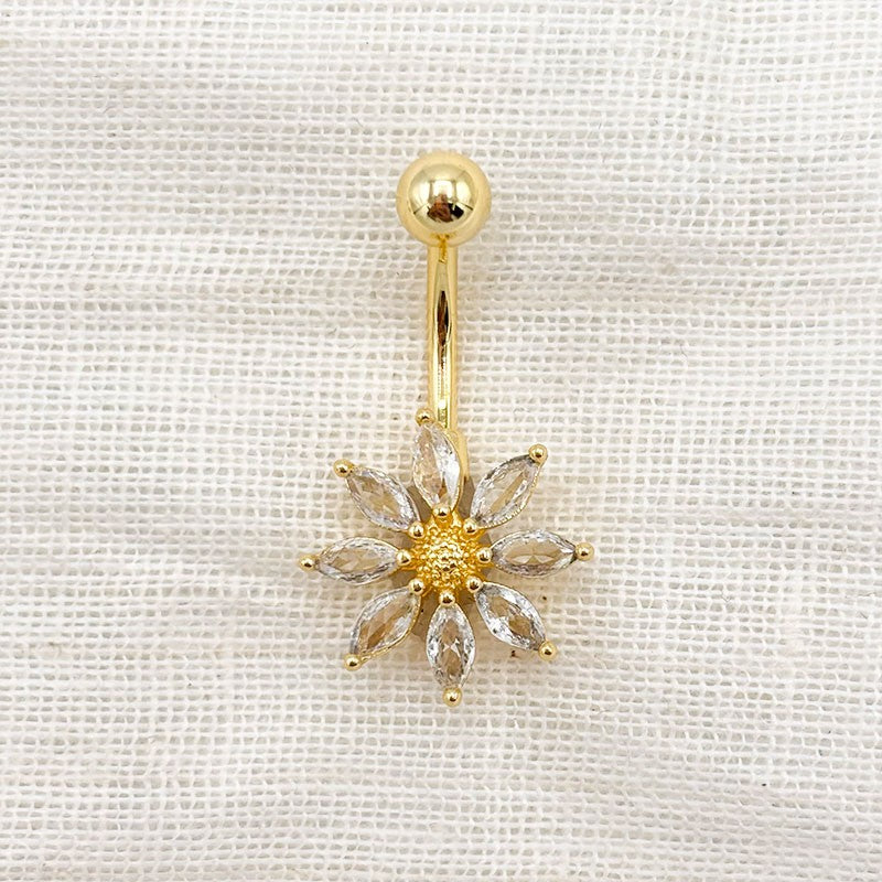 Piercing Nombril Fleur En Acier Inoxydable