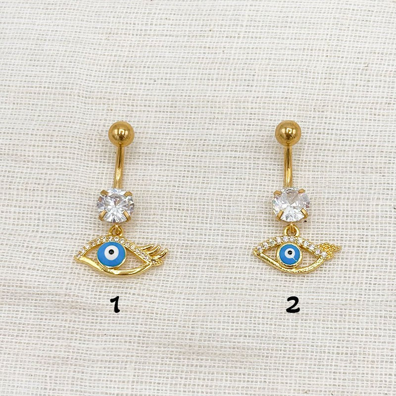 Piercing Nombril Oeil Acier Inoxydable Doré