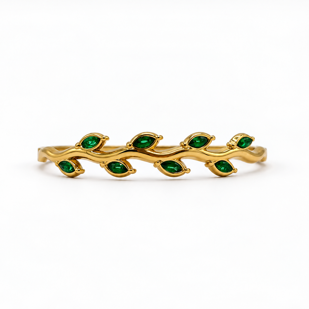 Bracelet Jonc Doré avec Pierres Vertes