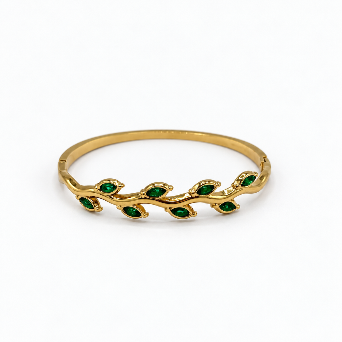 Bracelet Jonc Doré avec Pierres Vertes