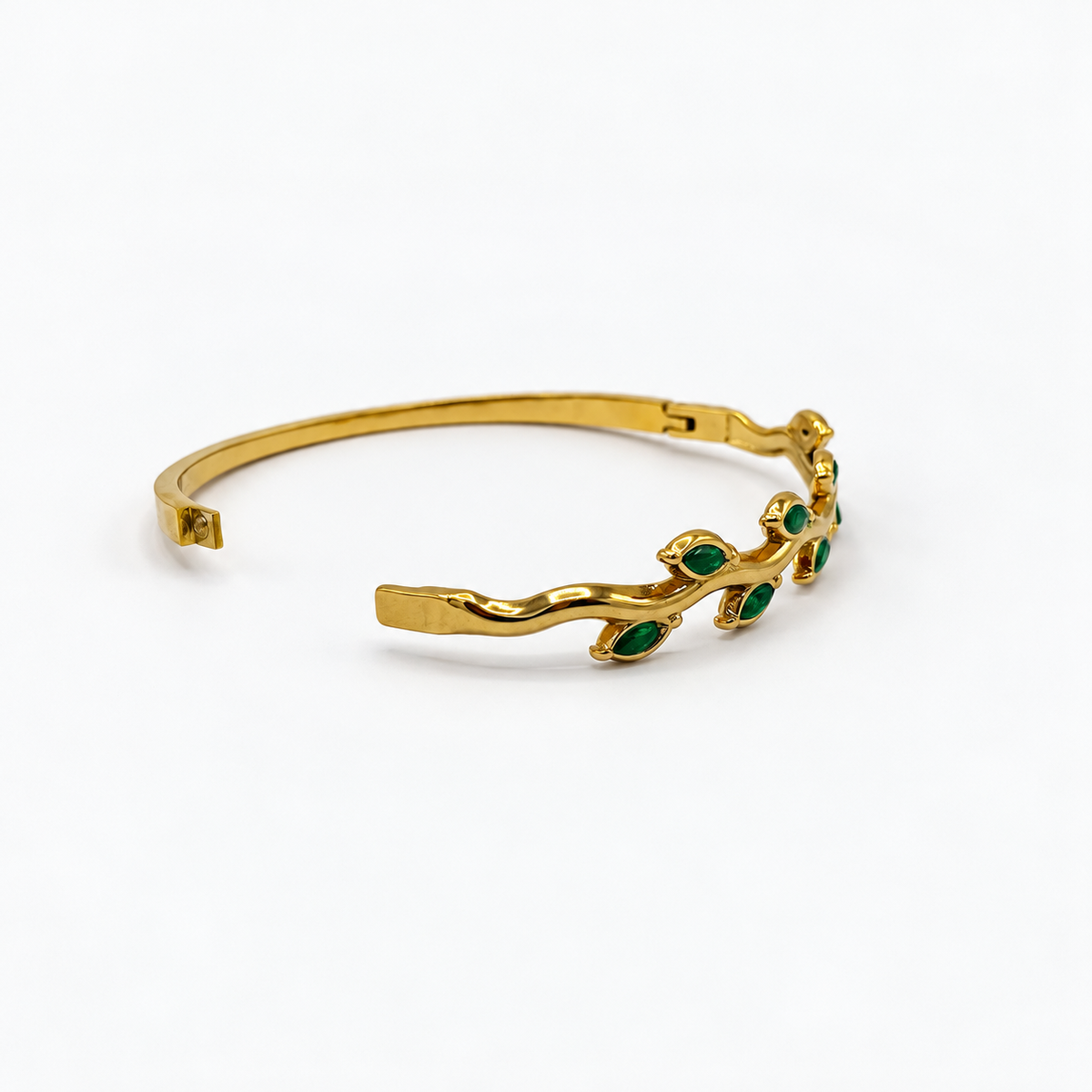 Bracelet Jonc Doré avec Pierres Vertes
