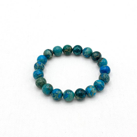Bracelet Pierre Naturelle Jaspe Impérial Bleu