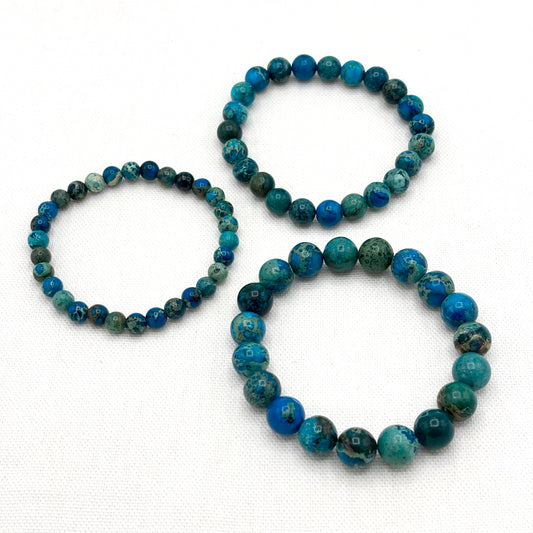 Bracelet Pierre Naturelle Jaspe Impérial Bleu