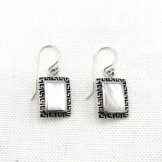 Boucles D'Oreilles Argent 925 Nacre Abalone
