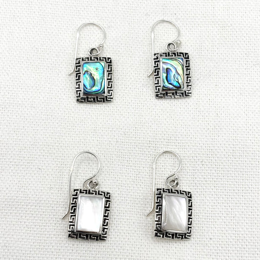 Boucles D'Oreilles Argent 925 Nacre Abalone