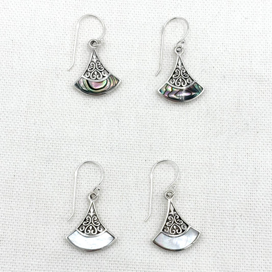 Boucles D'Oreilles Argent 925 Nacre Abalone