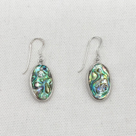 Boucles D'Oreilles Réversible Argent 925 Abalone Nacre