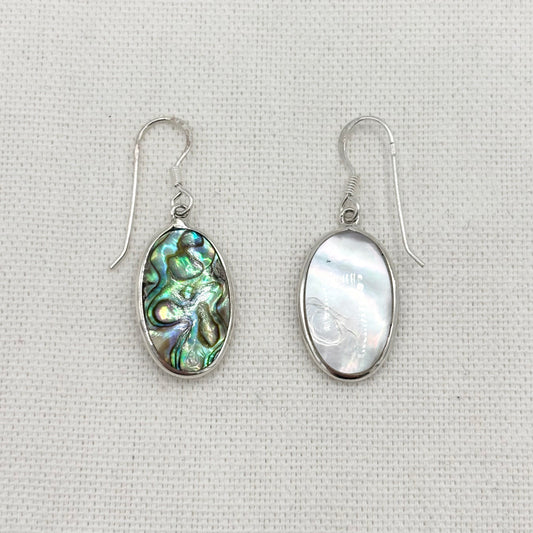 Boucles D'Oreilles Réversible Argent 925 Abalone Nacre