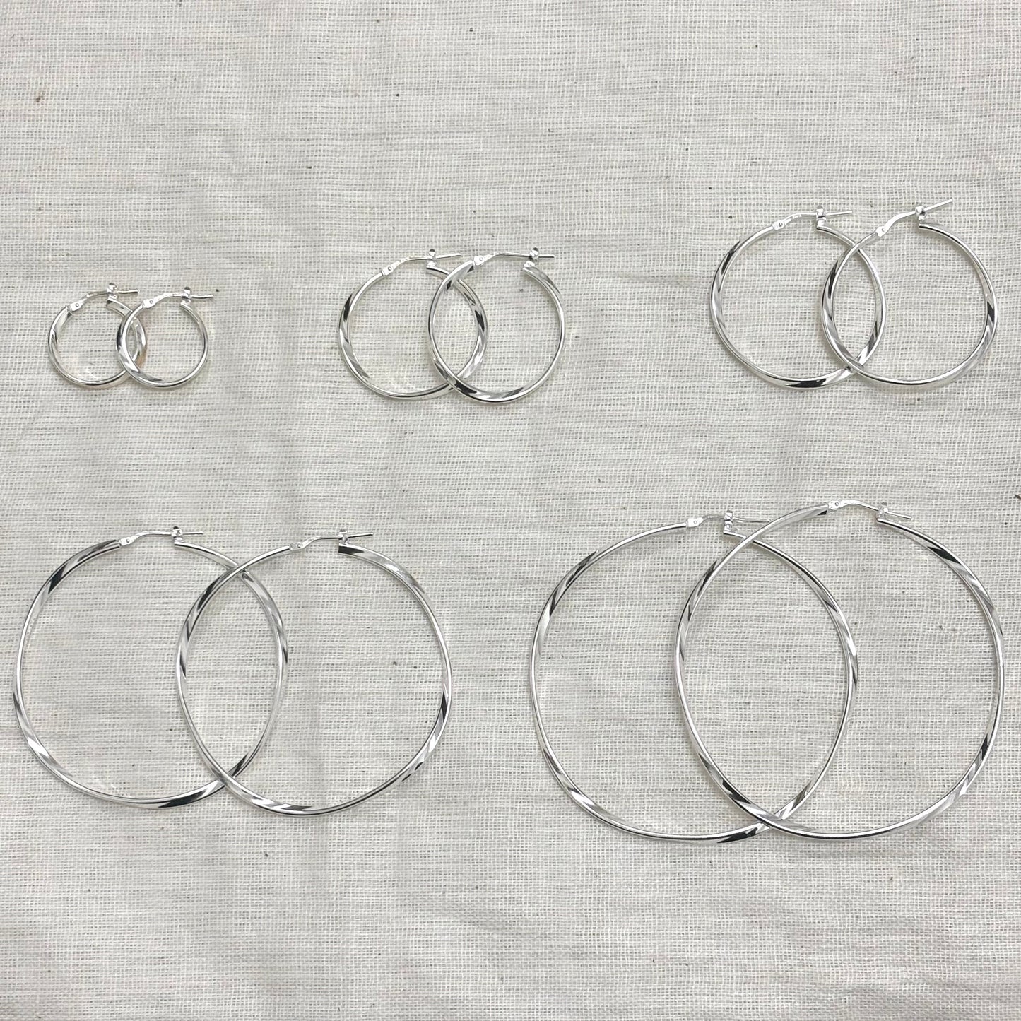 Boucles D'Oreilles Argent 925 Créoles Torsade