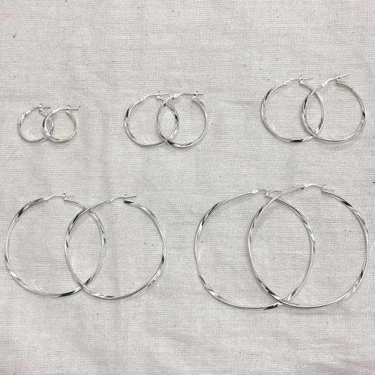 Boucles D'Oreilles Argent 925 Créoles Torsade