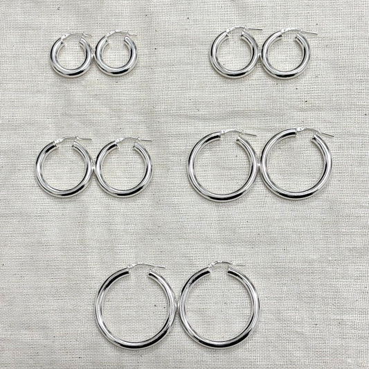Boucles D'Oreilles Argent 925 Créoles Épaisses
