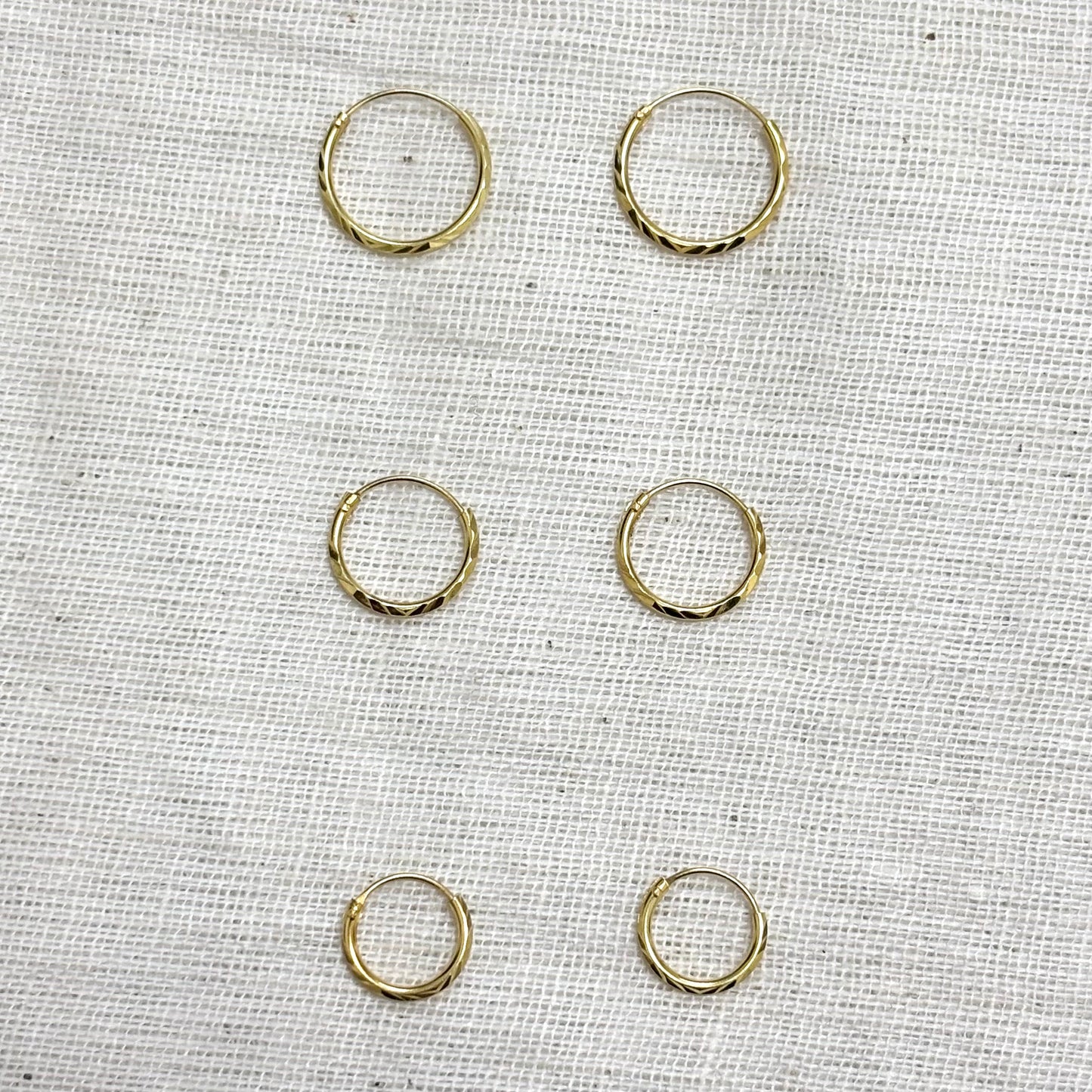 Boucles D'Oreilles Argent 925 Doré Créoles Fines / 6 paires