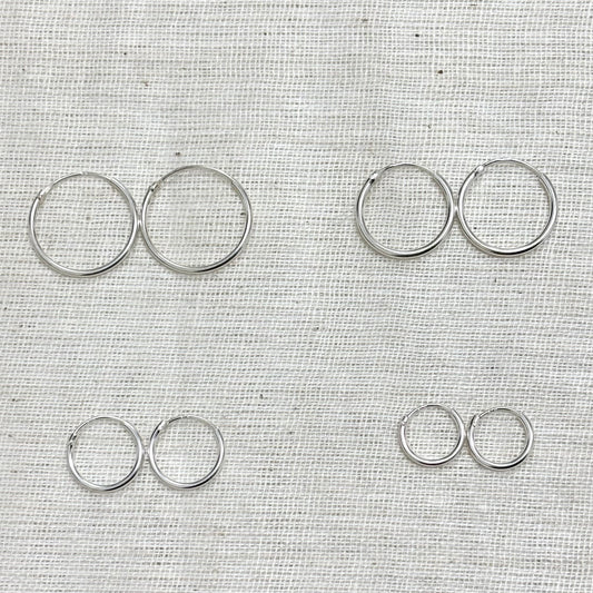 Boucles D'Oreilles Argent 925 Créoles / 6 Paires