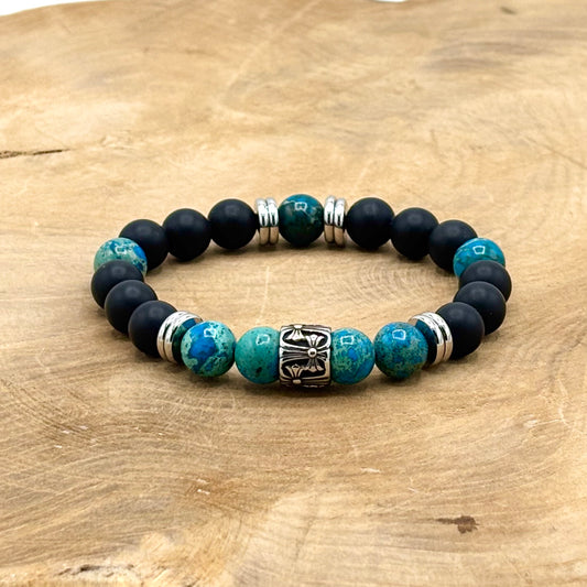 Bracelet Homme Pierre Naturelle Acier Inoxydable Blanc