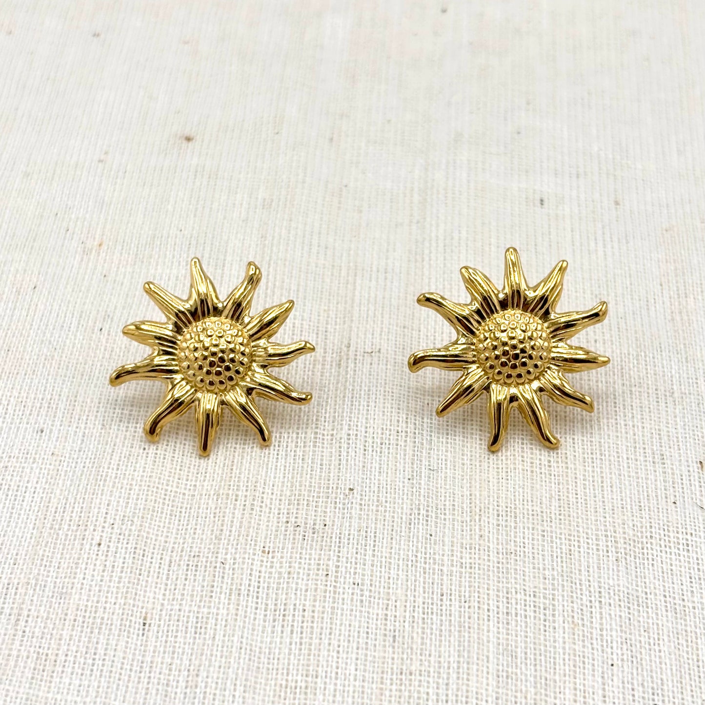 Boucles D'Oreilles Acier Inoxydable Doré Tournesol