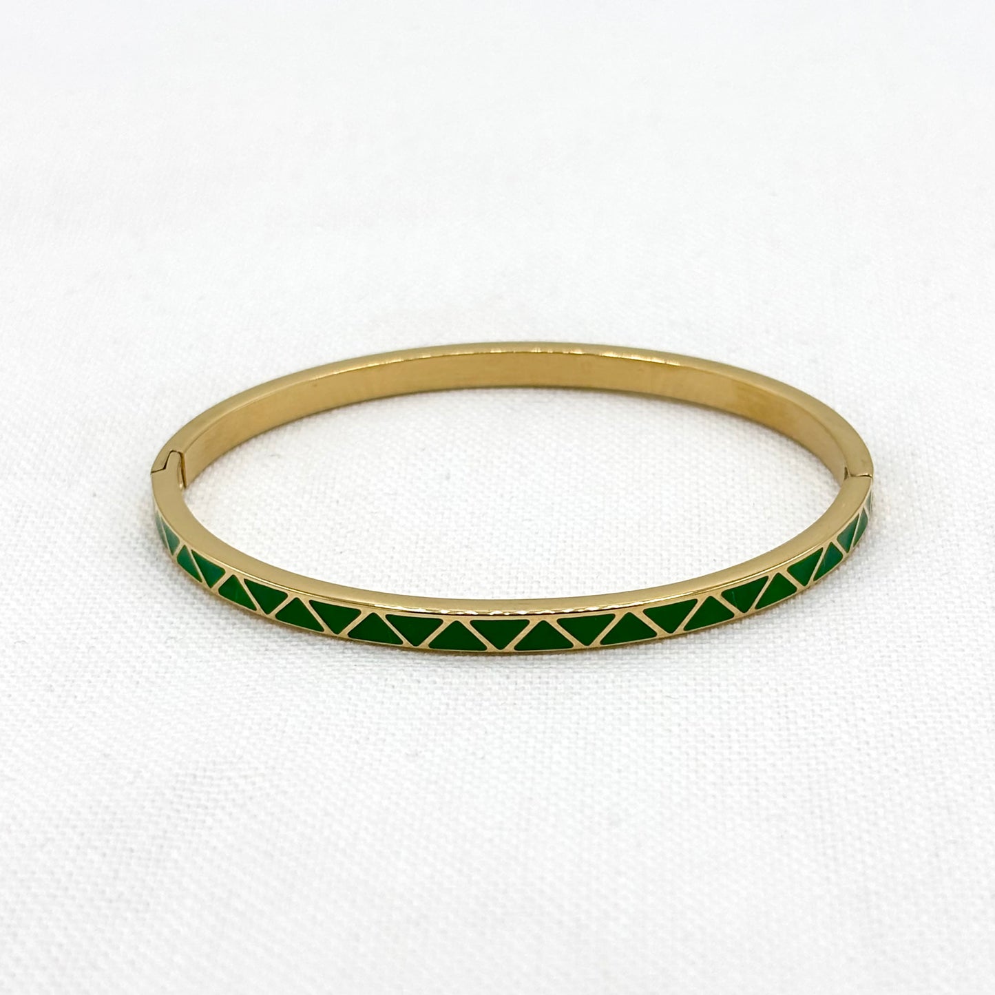 Bracelet Jonc Acier Inoxydable Doré Motif Triangle