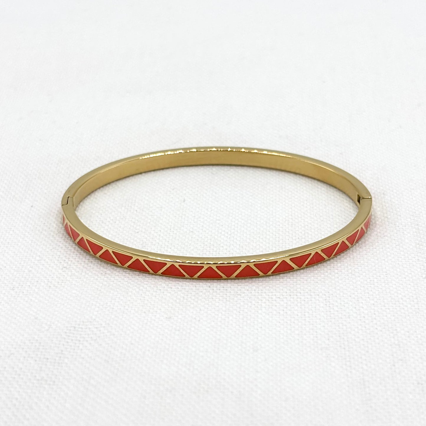 Bracelet Jonc Acier Inoxydable Doré Motif Triangle