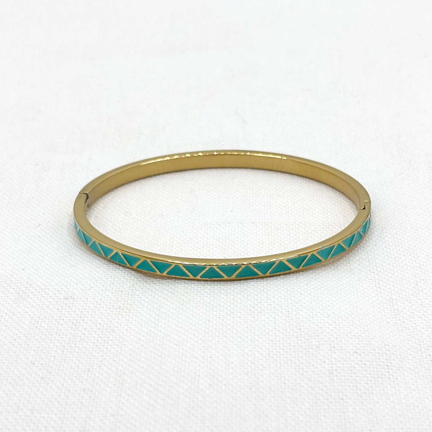 Bracelet Jonc Acier Inoxydable Doré Motif Triangle