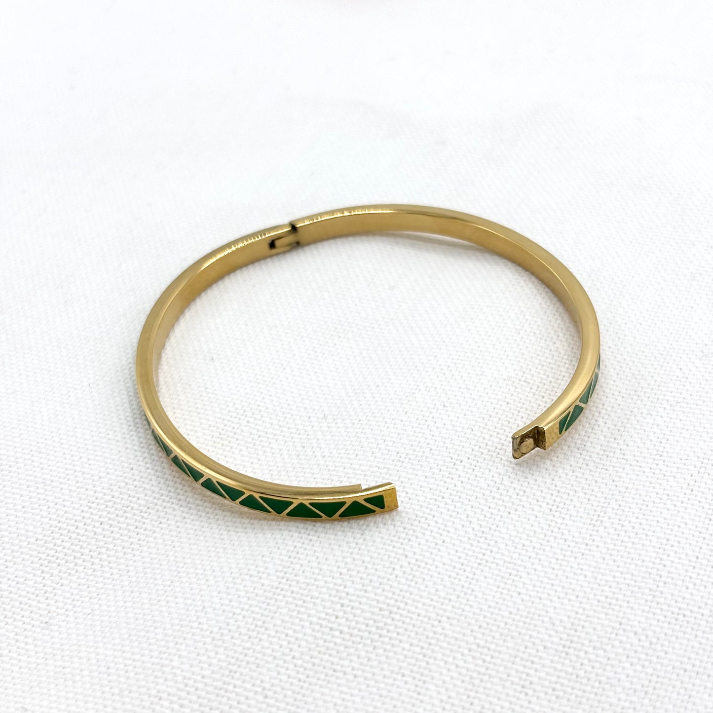 Bracelet Jonc Acier Inoxydable Doré Motif Triangle